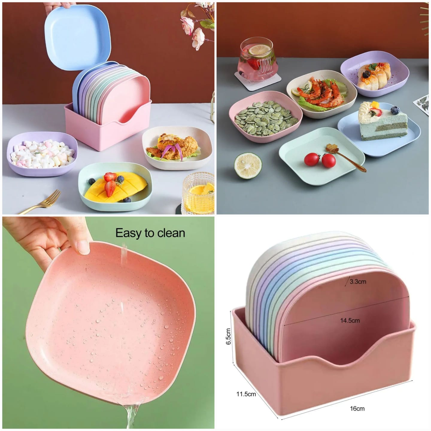 10-Piece Square Plate Set with Holder