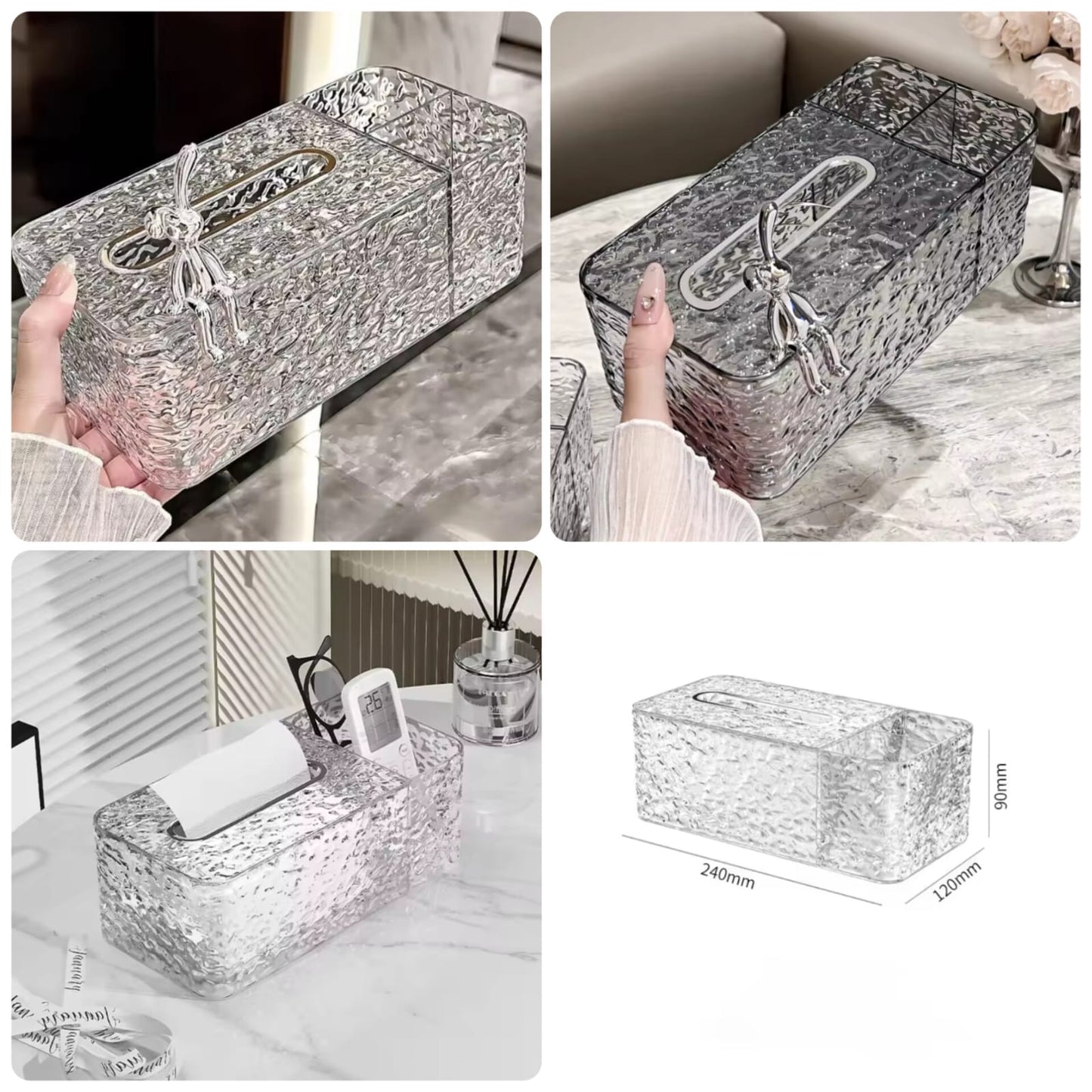 Glacier Luxury Tissue Box With Rabbit Logo