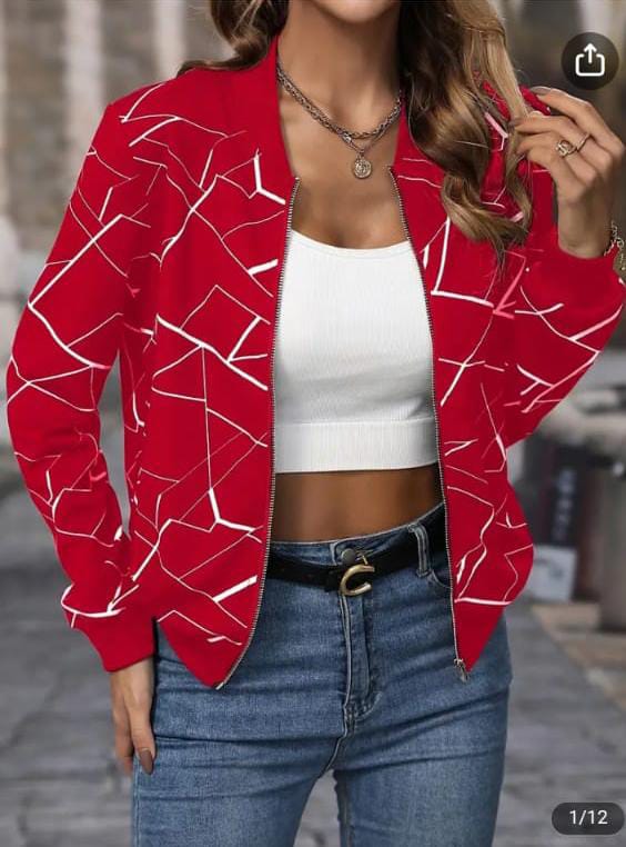 Cross-Pattern Lined Zipper Jacket