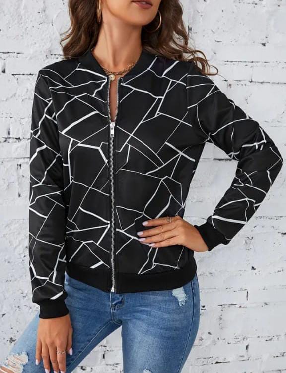Cross-Pattern Lined Zipper Jacket