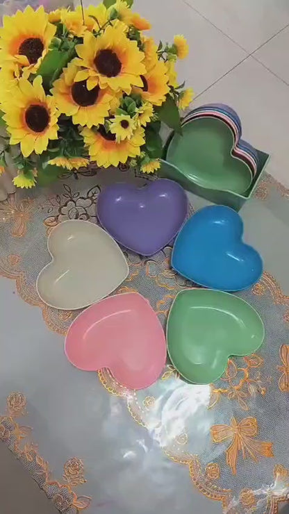 Heart Shape 10 PCs Plate Set With Holder